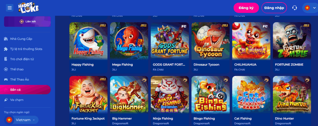 Chọn game Bắn Cá HappyLuke mà bạn muốn trải nghiệmgl