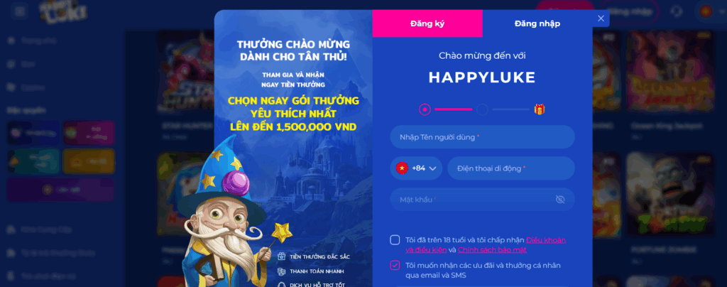 Nhấn nút “Đăng ký” và điền thông tin vào phiếu đăng ký theo yêu cầu nhà cái