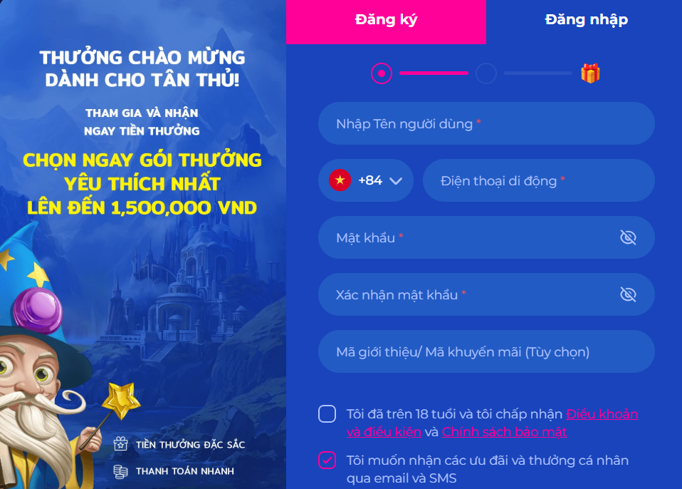 HappyLuke thu thập thông tin người chơi khi đăng ký tài khoản
